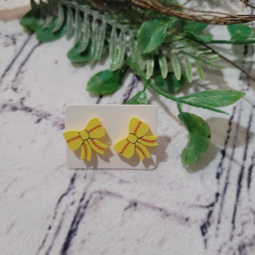Softball Bow Earrings
